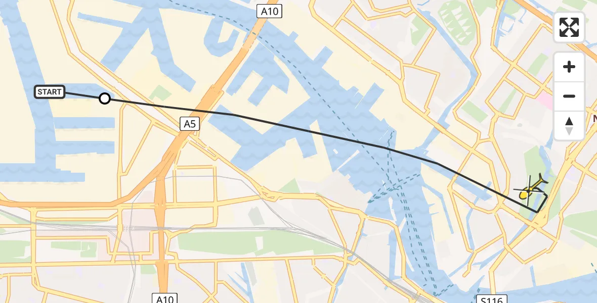 Routekaart van de vlucht: Lifeliner 1 naar Amsterdam