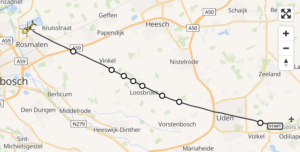 Routekaart van de vlucht: Lifeliner 3 naar Rosmalen