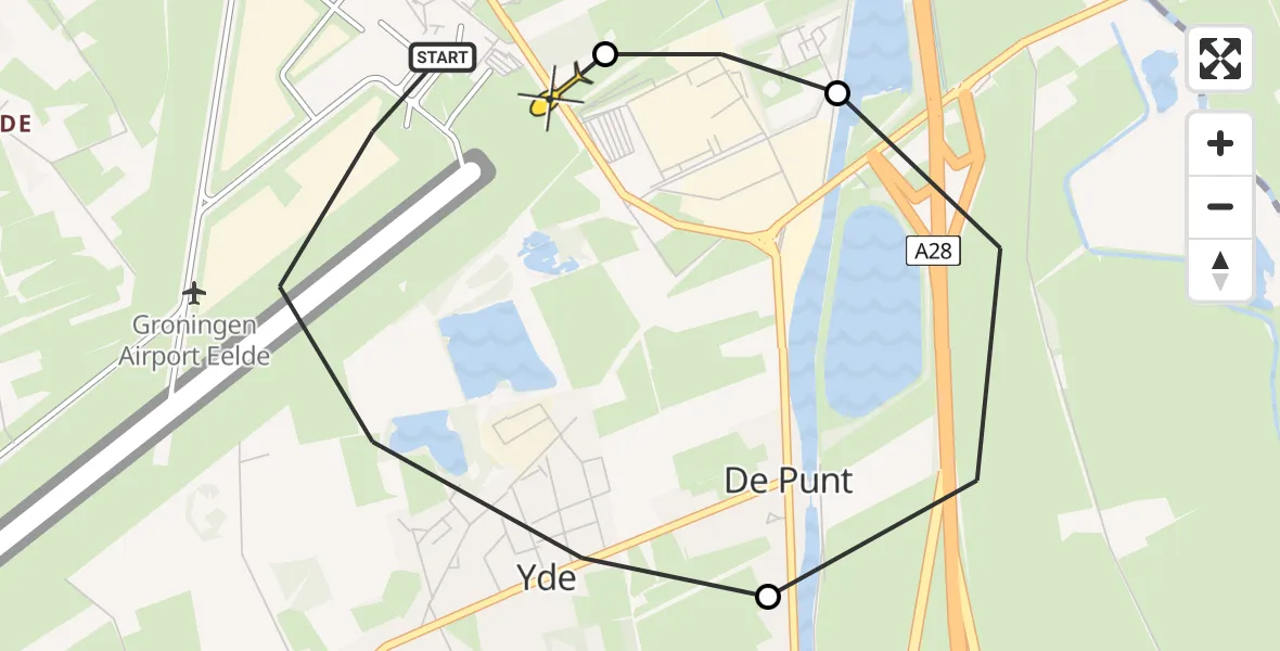 Routekaart van de vlucht: Lifeliner 4 naar Groningen Airport Eelde
