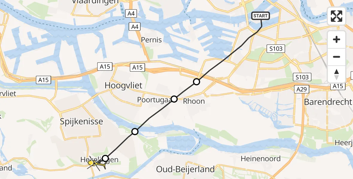 Routekaart van de vlucht: Lifeliner 2 naar Hekelingen