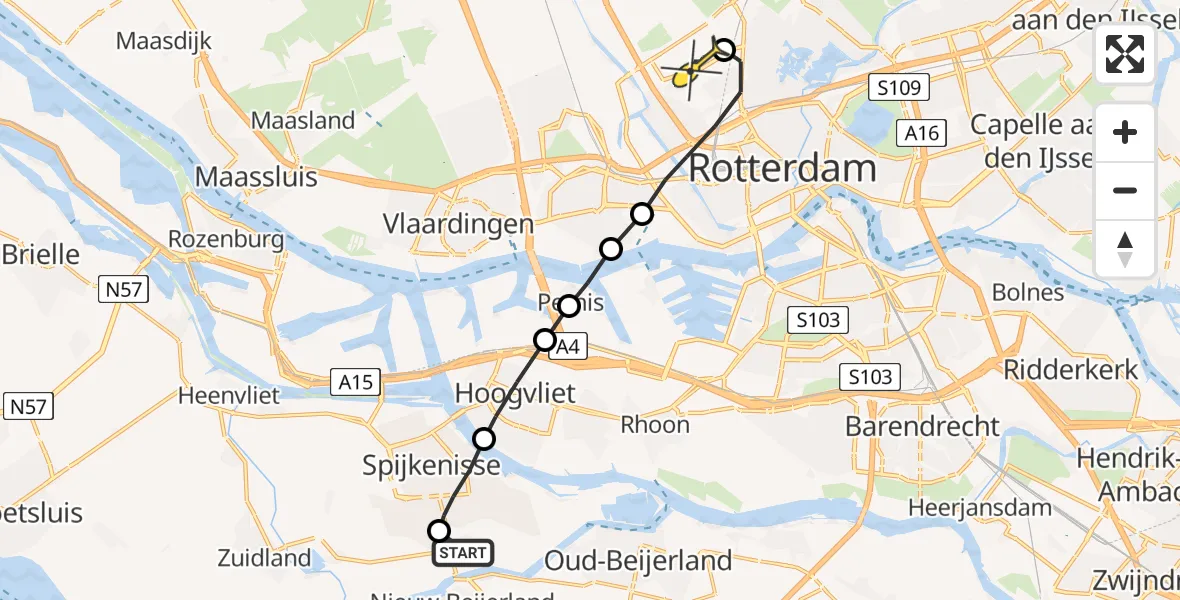 Routekaart van de vlucht: Lifeliner 2 naar Rotterdam The Hague Airport