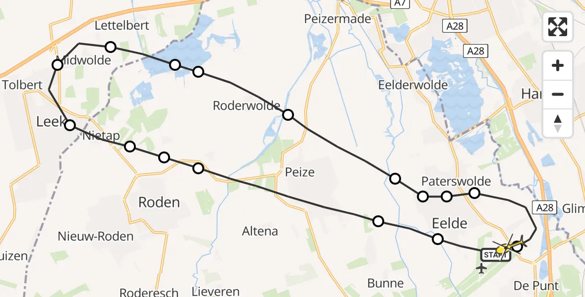 Routekaart van de vlucht: Lifeliner 4 naar Groningen Airport Eelde