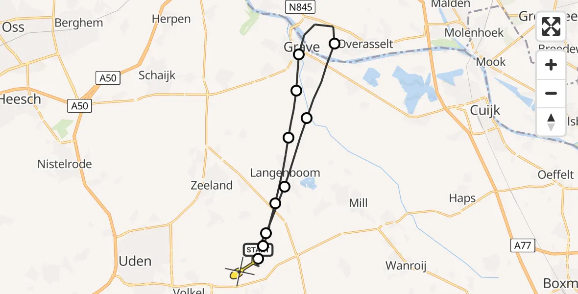 Routekaart van de vlucht: Lifeliner 3 naar Vliegbasis Volkel