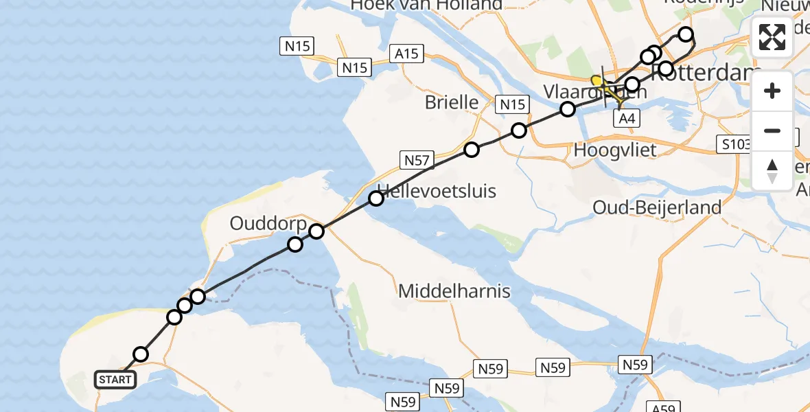 Routekaart van de vlucht: Lifeliner 2 naar Vlaardingen