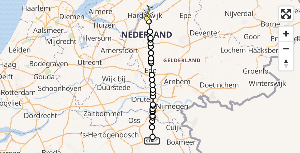 Routekaart van de vlucht: Lifeliner 3 naar Harderwijk