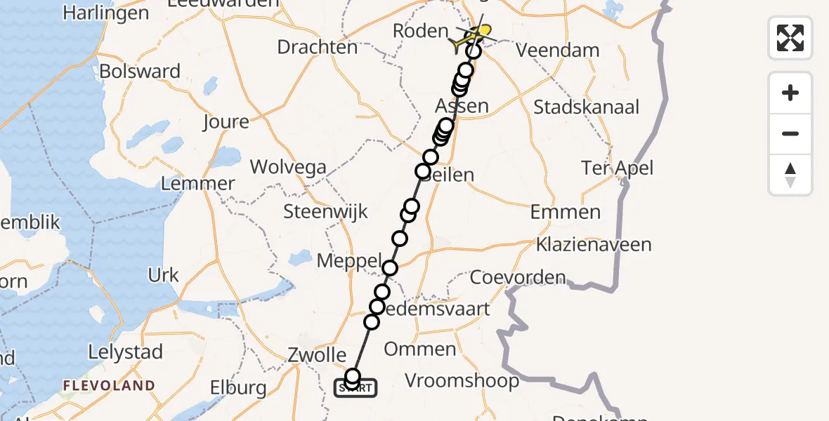 Routekaart van de vlucht: Lifeliner 4 naar Groningen Airport Eelde