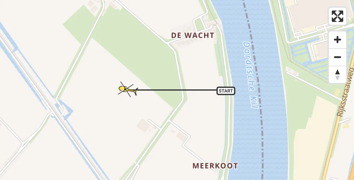 Routekaart van de vlucht: Traumaheli naar 's-Gravendeel