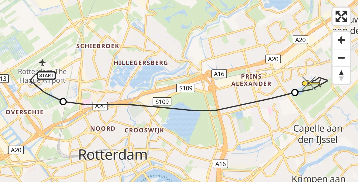 Routekaart van de vlucht: Lifeliner 2 naar Capelle aan den IJssel