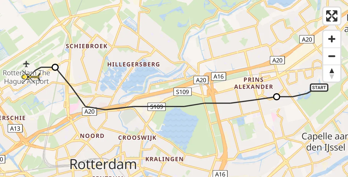 Routekaart van de vlucht: Lifeliner 2 naar Rotterdam The Hague Airport