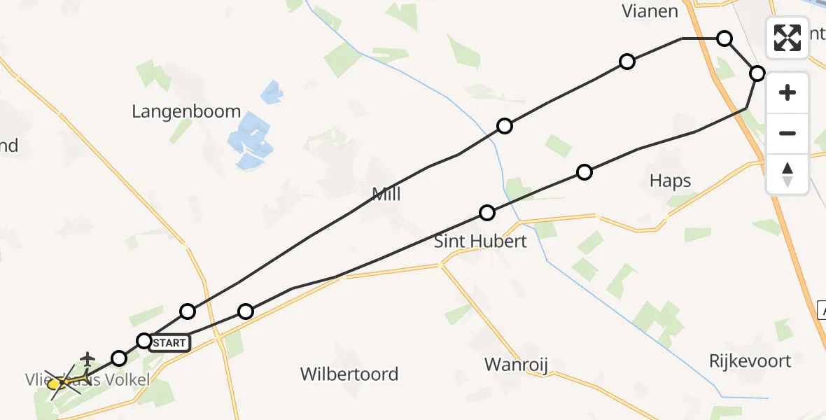 Routekaart van de vlucht: Lifeliner 3 naar Vliegbasis Volkel