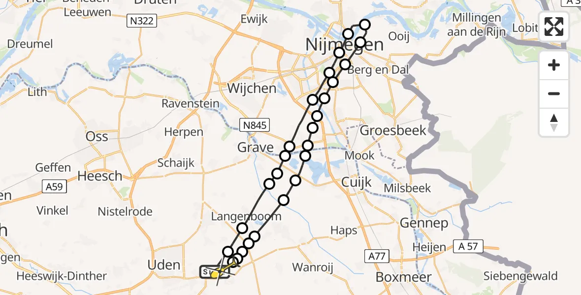 Routekaart van de vlucht: Lifeliner 3 naar Vliegbasis Volkel