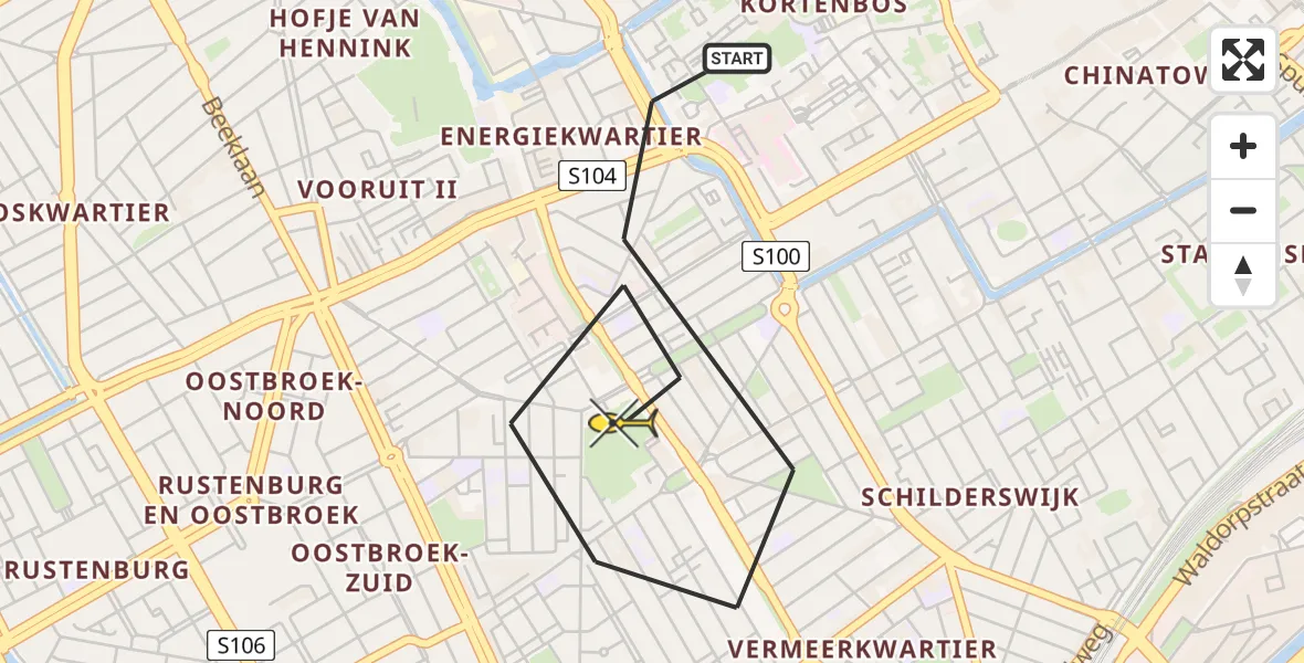 Routekaart van de vlucht: Lifeliner 2 naar Den Haag