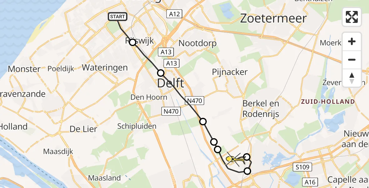 Routekaart van de vlucht: Lifeliner 2 naar Rotterdam The Hague Airport