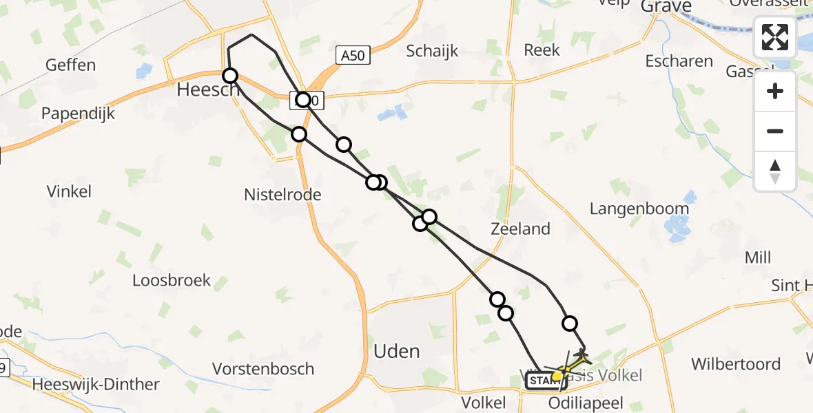 Routekaart van de vlucht: Lifeliner 3 naar Vliegbasis Volkel