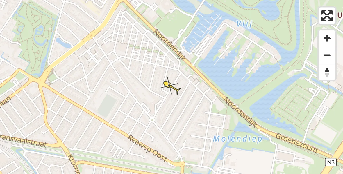 Routekaart van de vlucht: Traumahelikopter naar Dordrecht