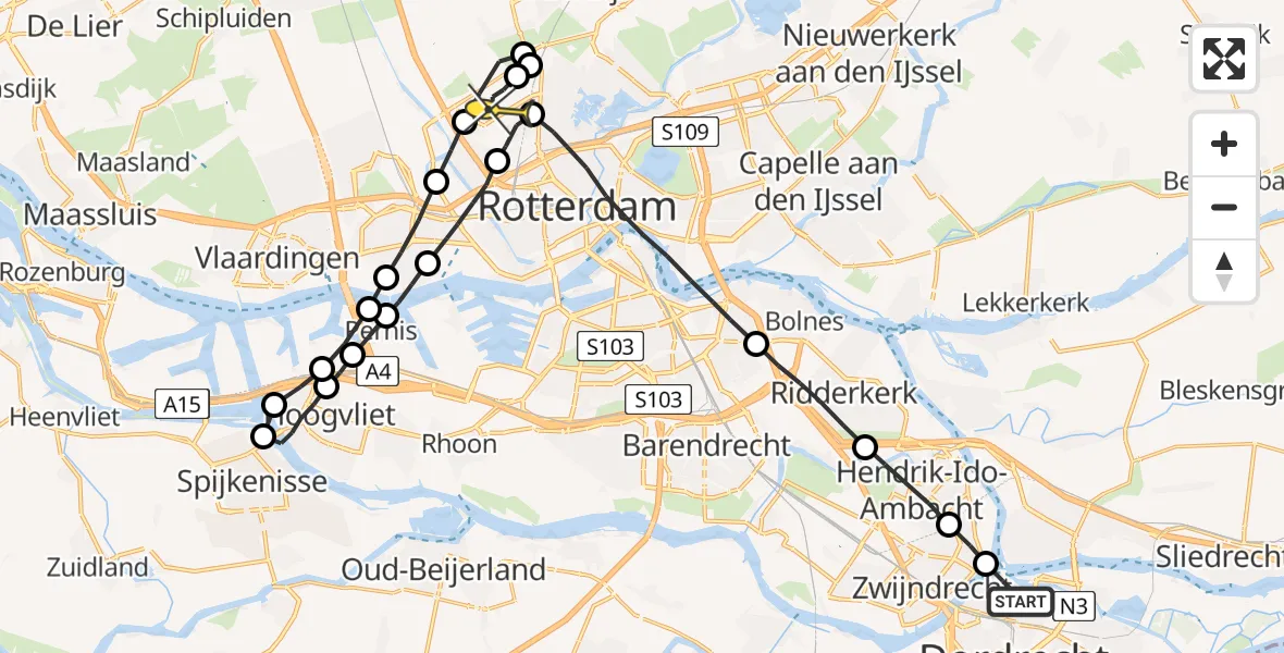 Routekaart van de vlucht: Lifeliner 2 naar Rotterdam The Hague Airport