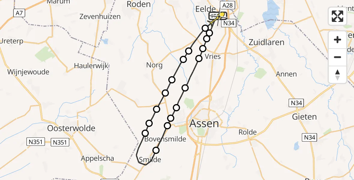 Routekaart van de vlucht: Lifeliner 4 naar Groningen Airport Eelde