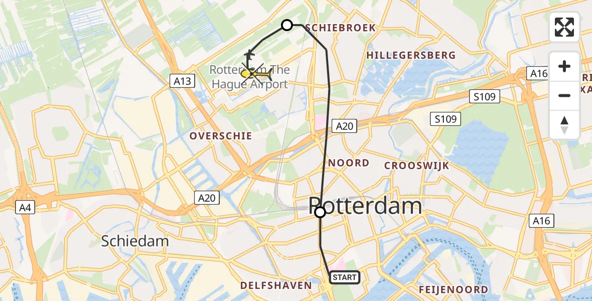 Routekaart van de vlucht: Lifeliner 2 naar Rotterdam The Hague Airport