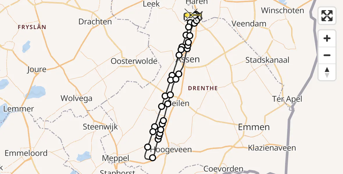 Routekaart van de vlucht: Lifeliner 4 naar Groningen Airport Eelde