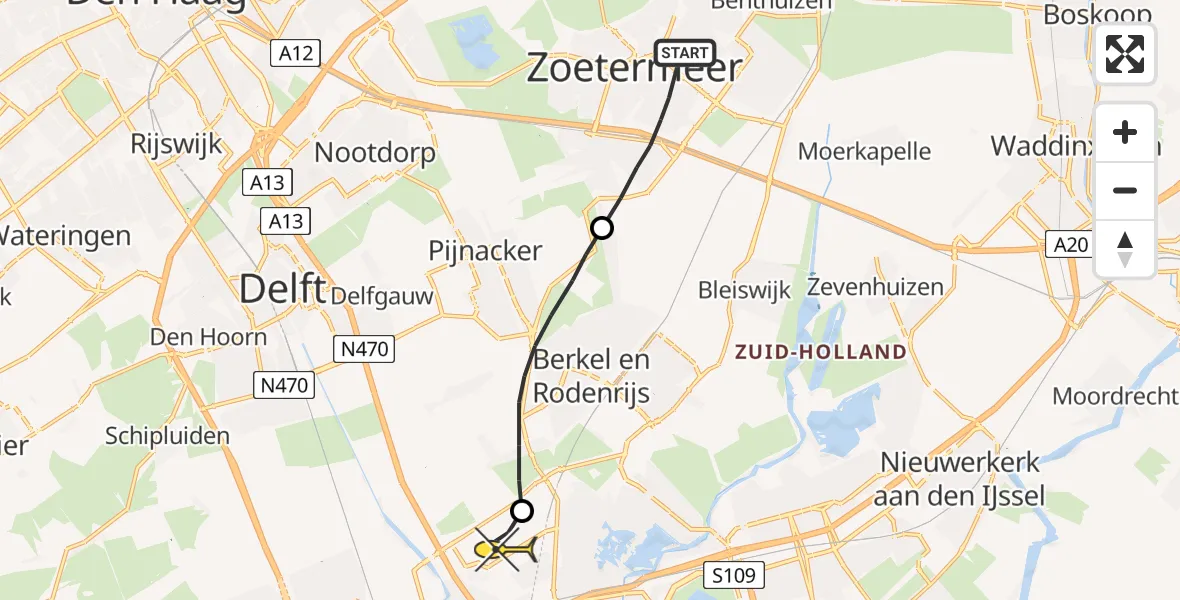 Routekaart van de vlucht: Lifeliner 2 naar Rotterdam The Hague Airport