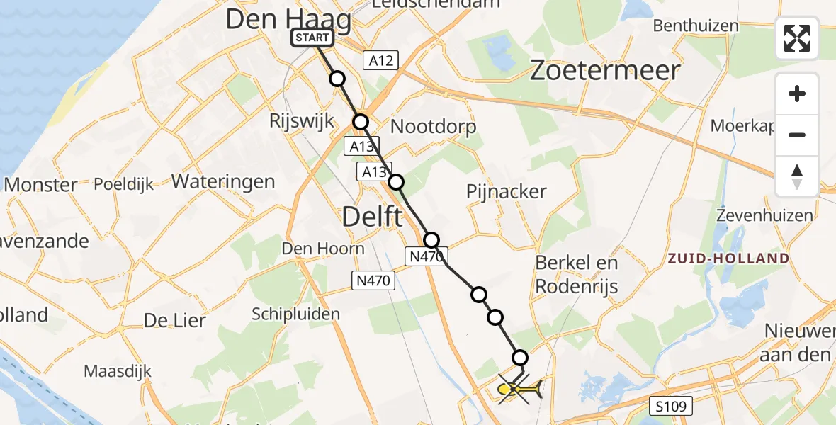 Routekaart van de vlucht: Lifeliner 2 naar Rotterdam The Hague Airport