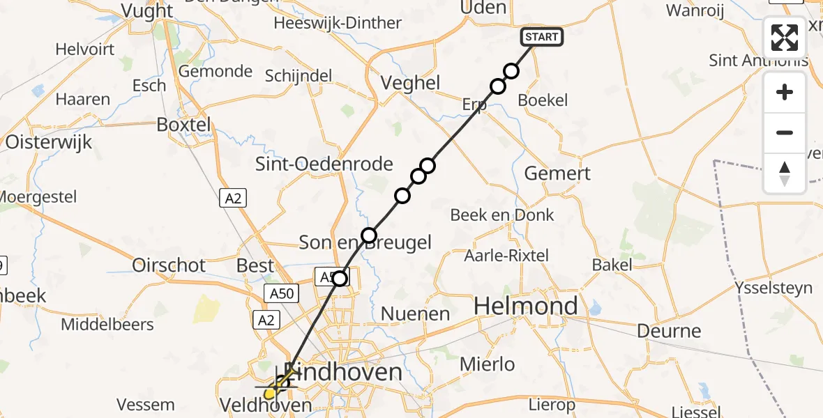 Routekaart van de vlucht: Lifeliner 3 naar Veldhoven