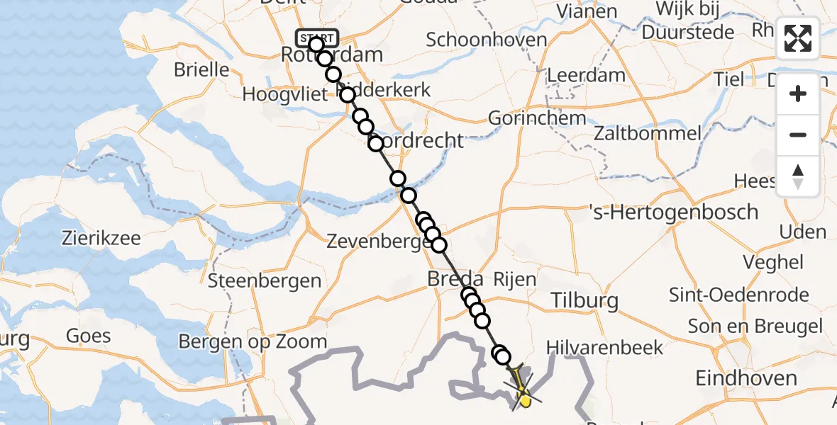 Routekaart van de vlucht: Lifeliner 2 naar Baarle-Nassau