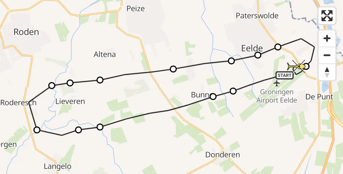 Routekaart van de vlucht: Lifeliner 4 naar Groningen Airport Eelde