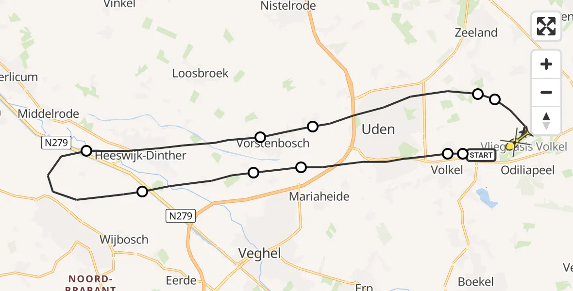 Routekaart van de vlucht: Lifeliner 3 naar Vliegbasis Volkel