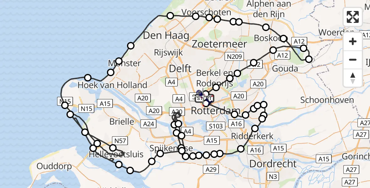 Vluchtroute Politiehelikopter Rotterdam The Hague Airport - Rotterdam The Hague Airport, 13 augustus 2023, 17:50