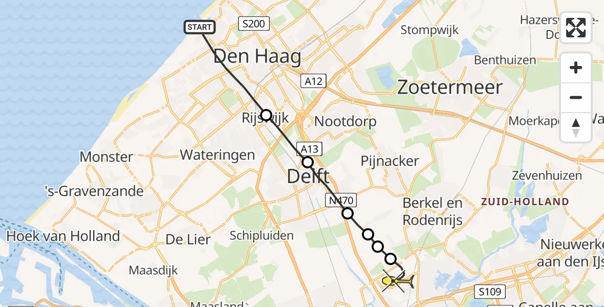 Routekaart van de vlucht: Lifeliner 2 naar Rotterdam The Hague Airport