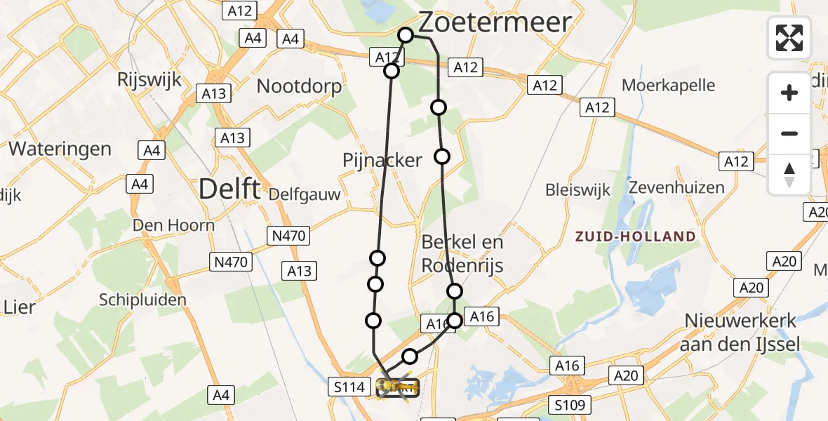 Vluchtroute Traumahelikopter Rotterdam The Hague Airport - Rotterdam The Hague Airport, 13 augustus 2023, 20:43
