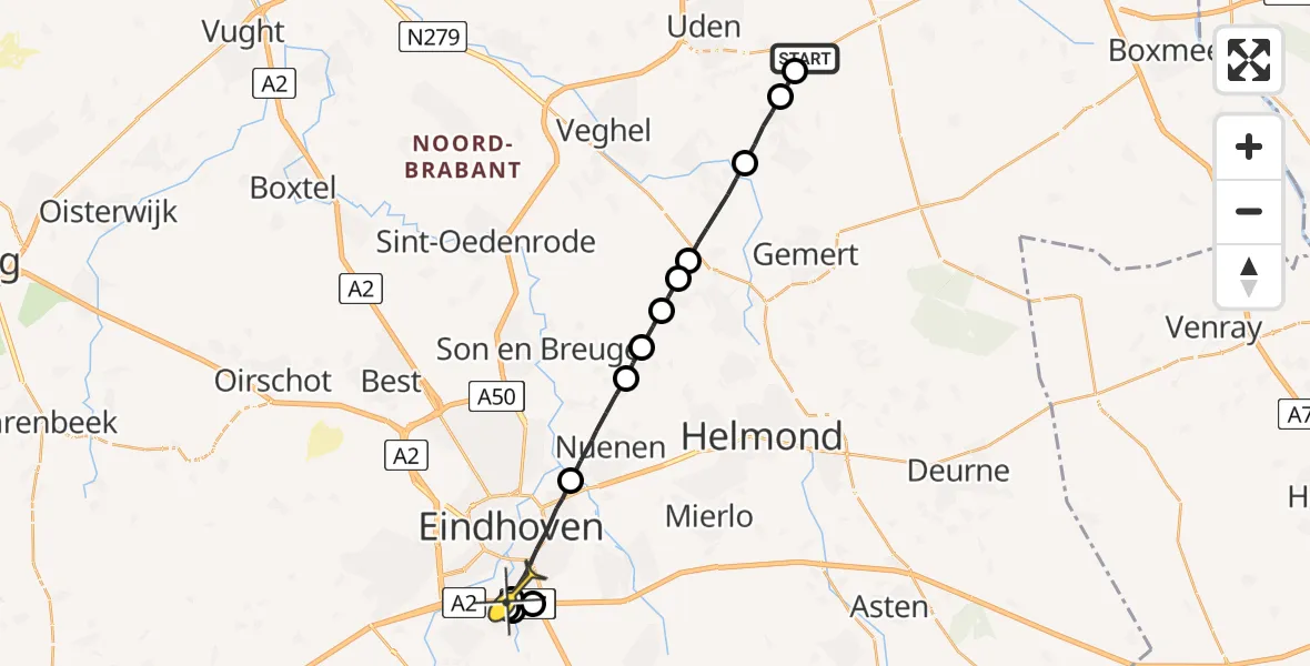 Routekaart van de vlucht: Lifeliner 3 naar Eindhoven