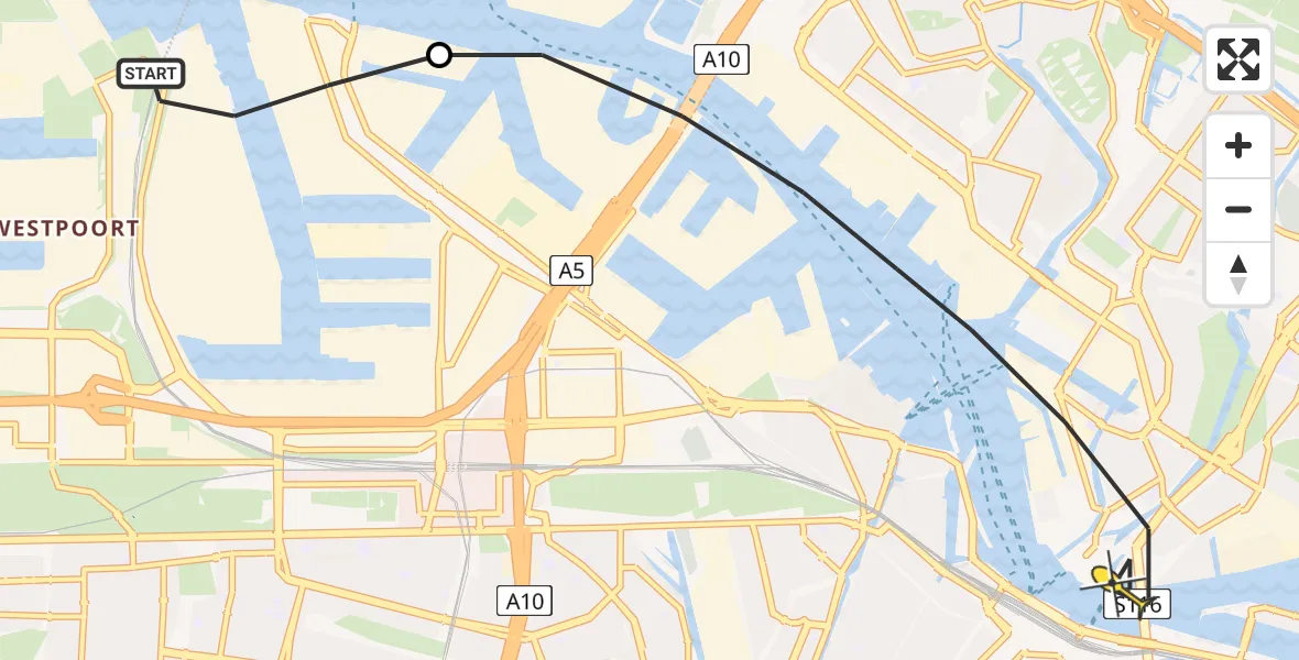 Routekaart van de vlucht: Lifeliner 1 naar Amsterdam