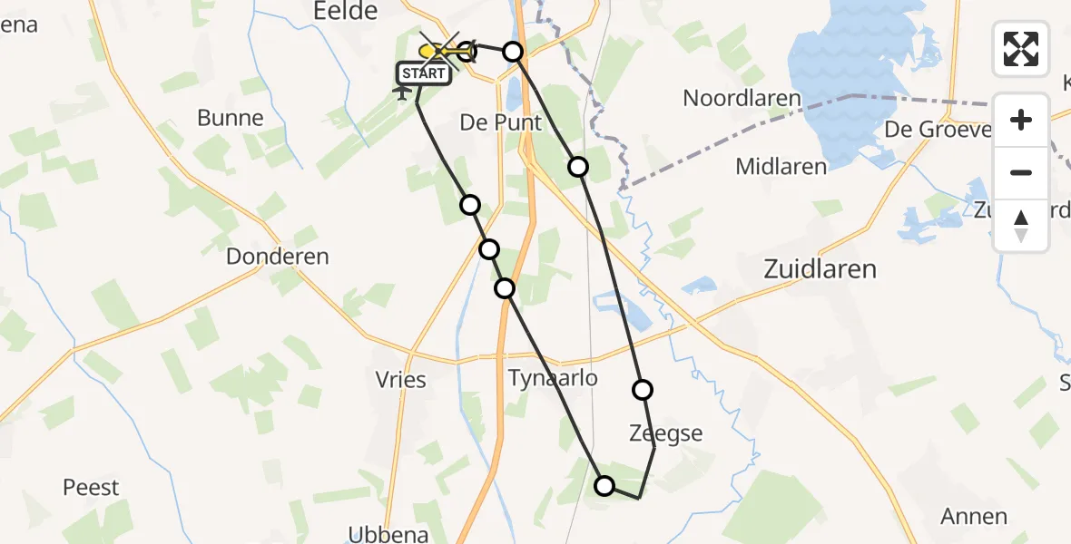 Routekaart van de vlucht: Lifeliner 4 naar Groningen Airport Eelde