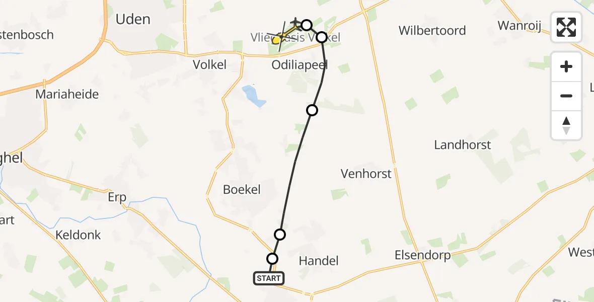 Routekaart van de vlucht: Lifeliner 3 naar Vliegbasis Volkel