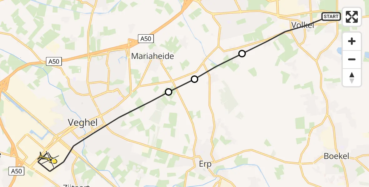 Routekaart van de vlucht: Lifeliner 3 naar Veghel