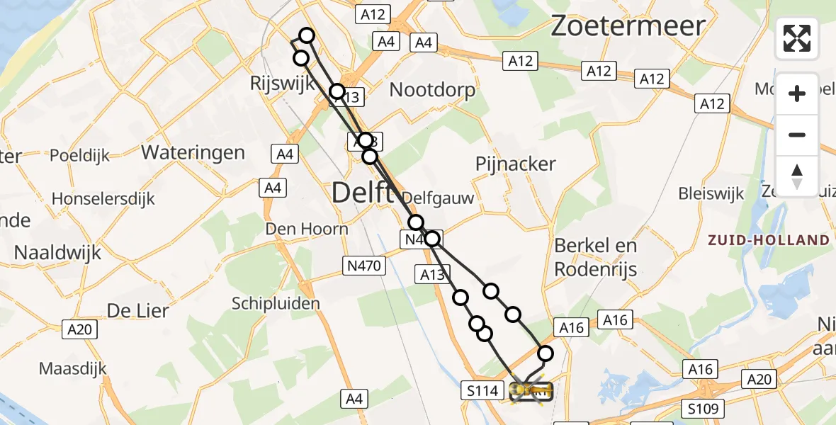 Vluchtroute Traumahelikopter Rotterdam The Hague Airport - Rotterdam The Hague Airport, 14 augustus 2023, 15:43