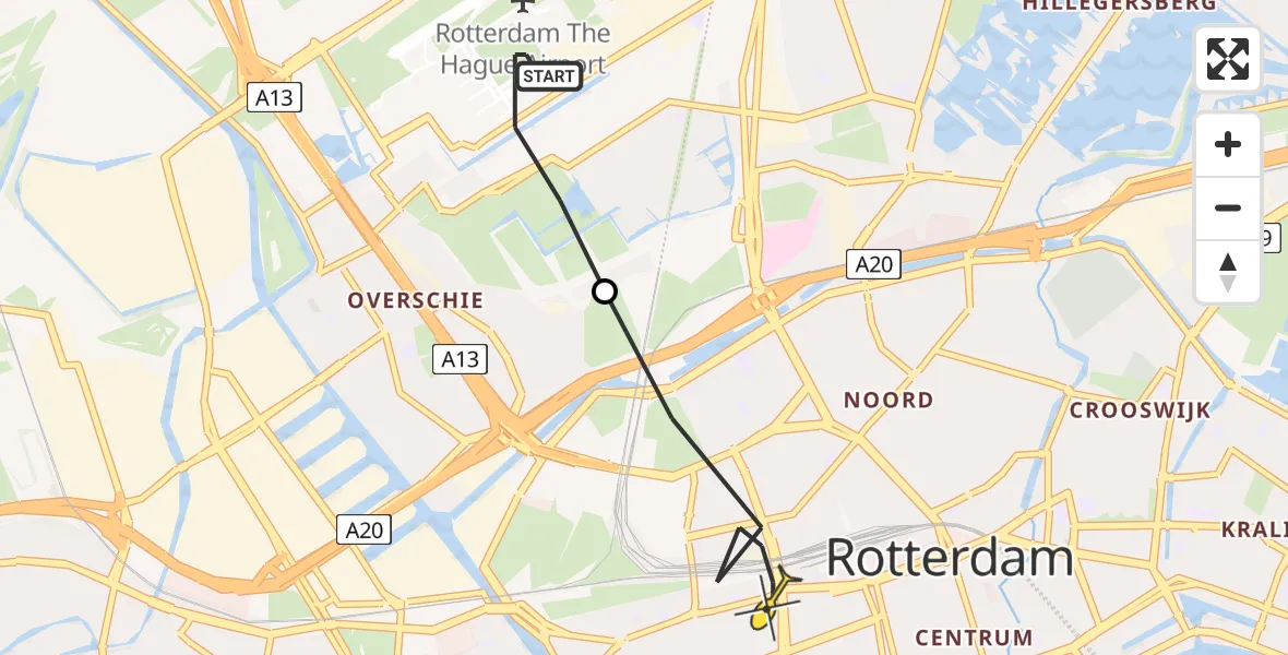 Routekaart van de vlucht: Lifeliner 2 naar Rotterdam