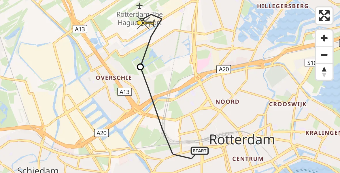 Routekaart van de vlucht: Lifeliner 2 naar Rotterdam The Hague Airport