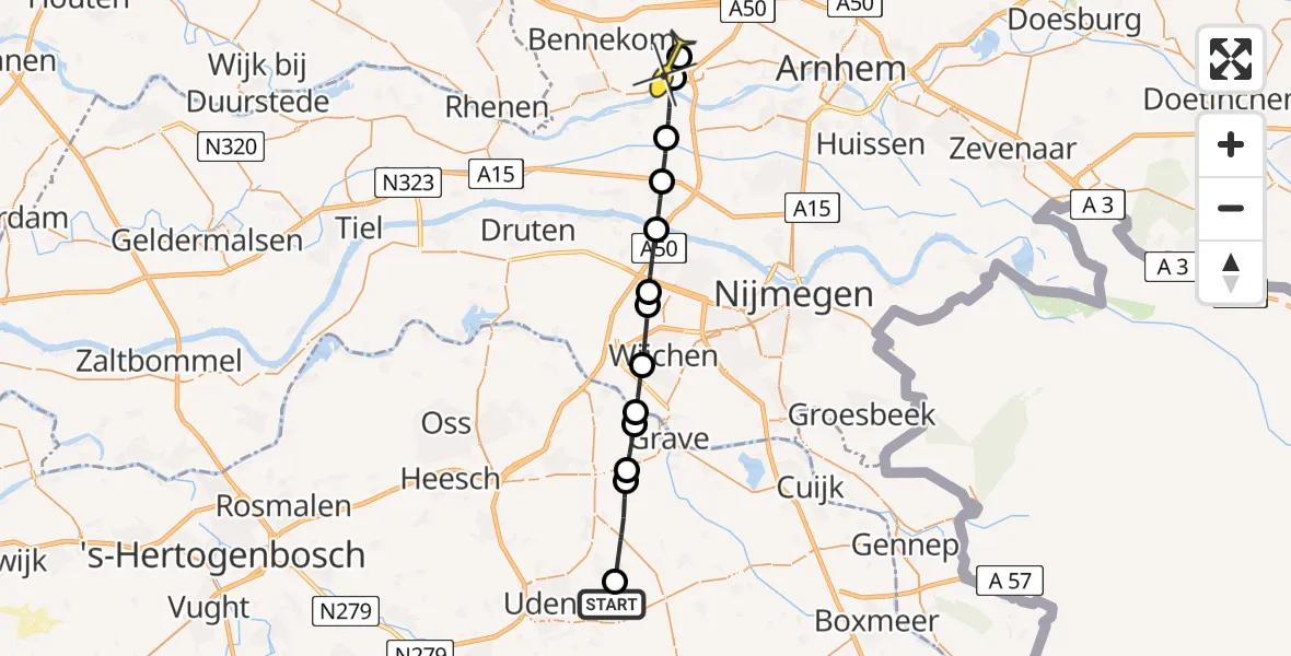 Routekaart van de vlucht: Lifeliner 3 naar Renkum