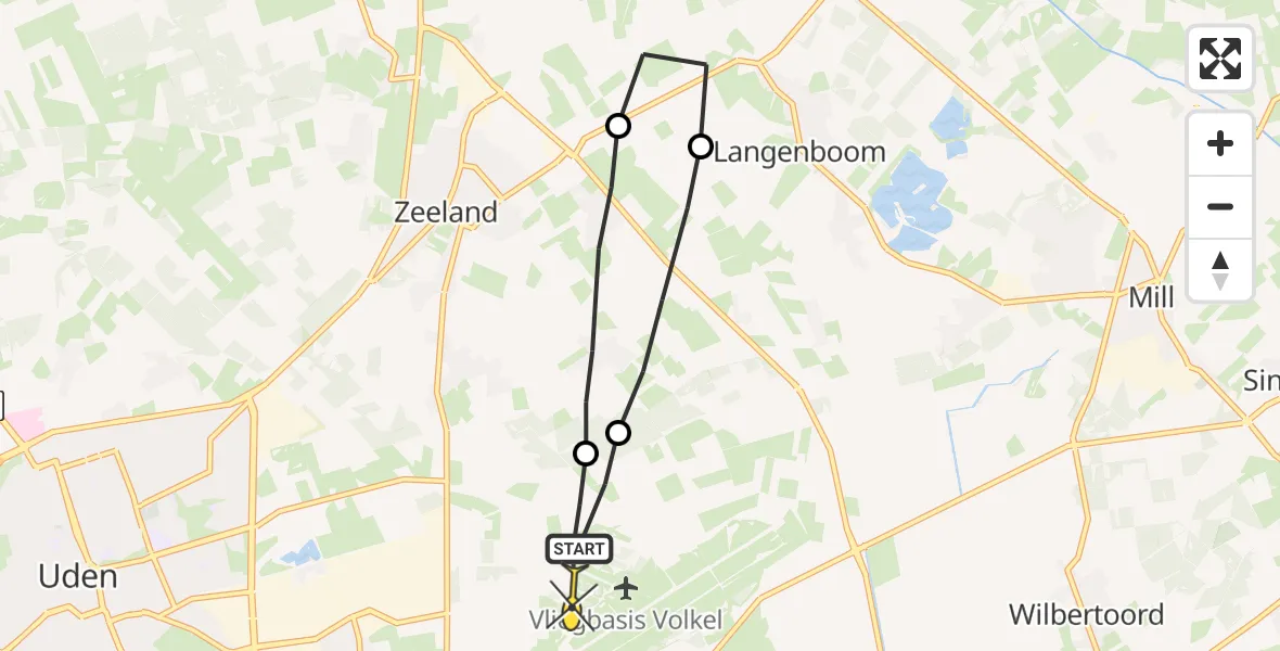 Routekaart van de vlucht: Lifeliner 3 naar Vliegbasis Volkel