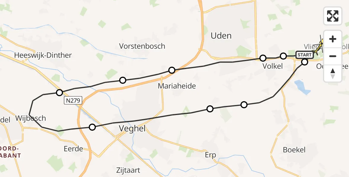 Routekaart van de vlucht: Lifeliner 3 naar Vliegbasis Volkel