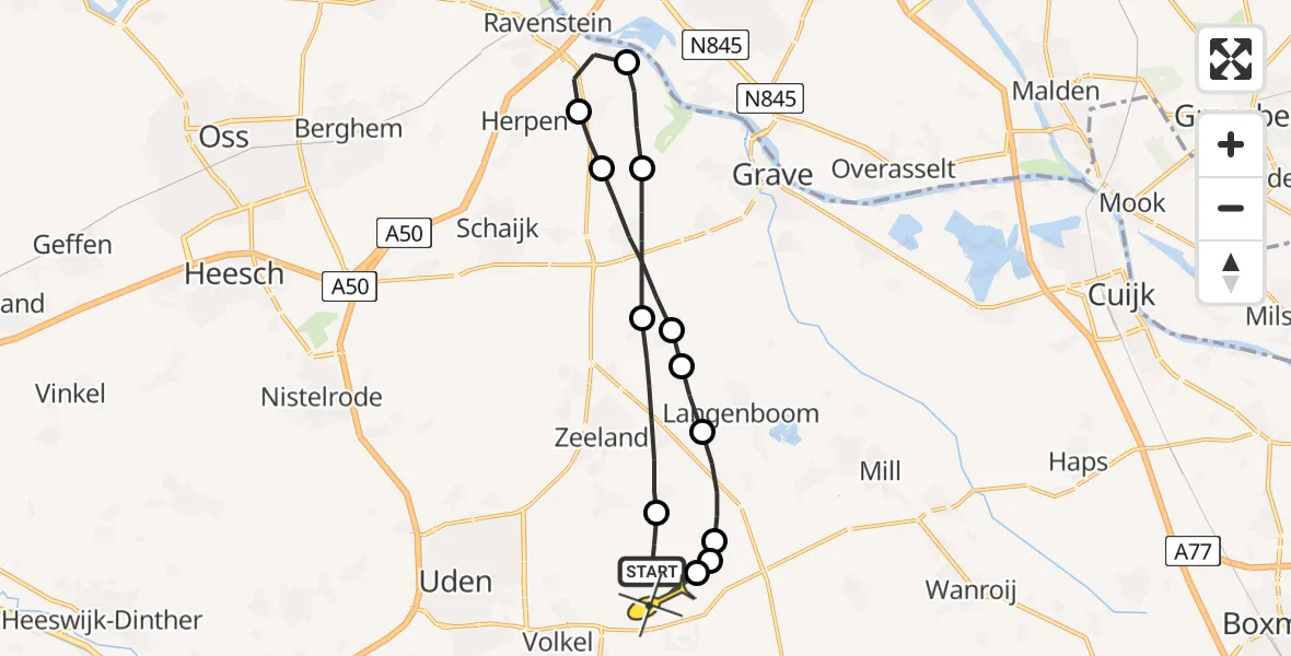 Routekaart van de vlucht: Lifeliner 3 naar Vliegbasis Volkel