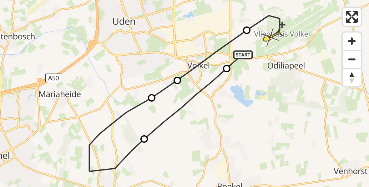 Routekaart van de vlucht: Lifeliner 3 naar Vliegbasis Volkel