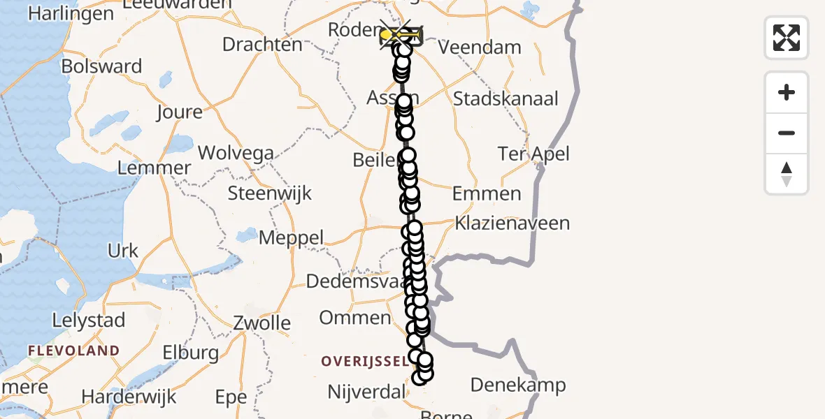 Routekaart van de vlucht: Lifeliner 4 naar Groningen Airport Eelde