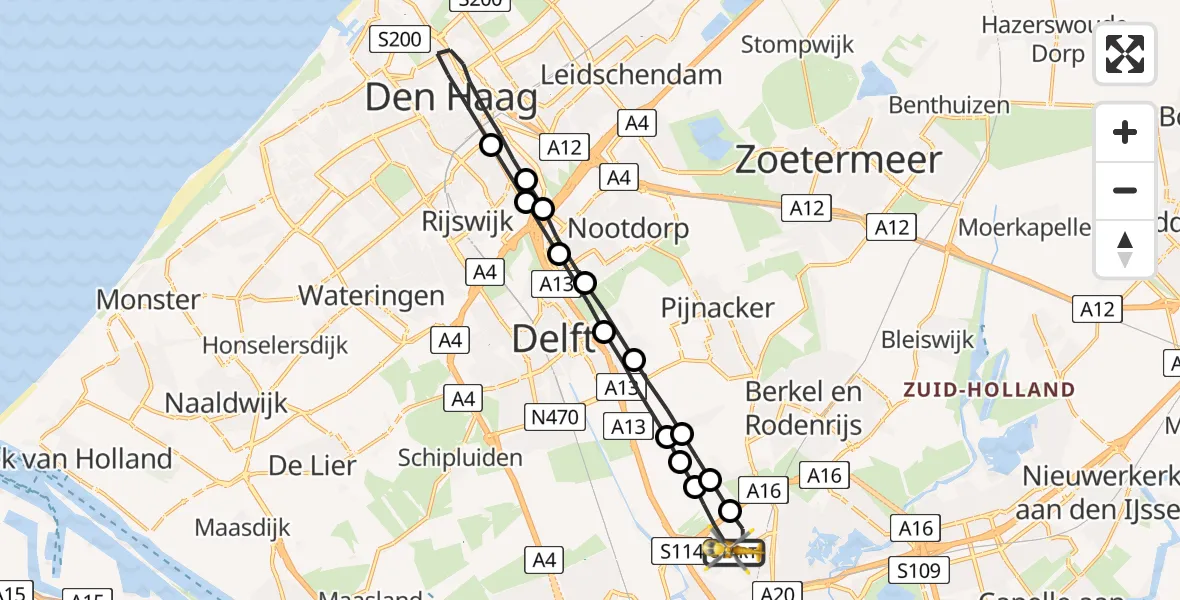 Vluchtroute Traumahelikopter Rotterdam The Hague Airport - Rotterdam The Hague Airport, 15 augustus 2023, 07:05