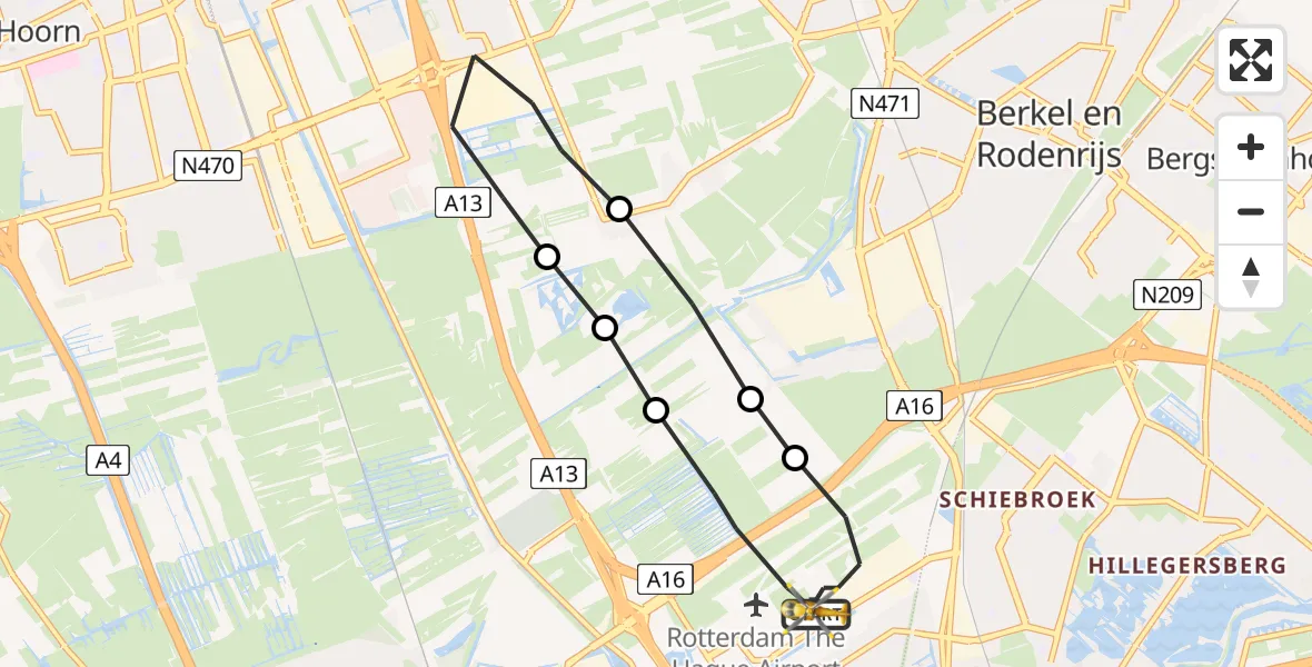 Vluchtroute Traumahelikopter Rotterdam The Hague Airport - Rotterdam The Hague Airport, 15 augustus 2023, 08:42