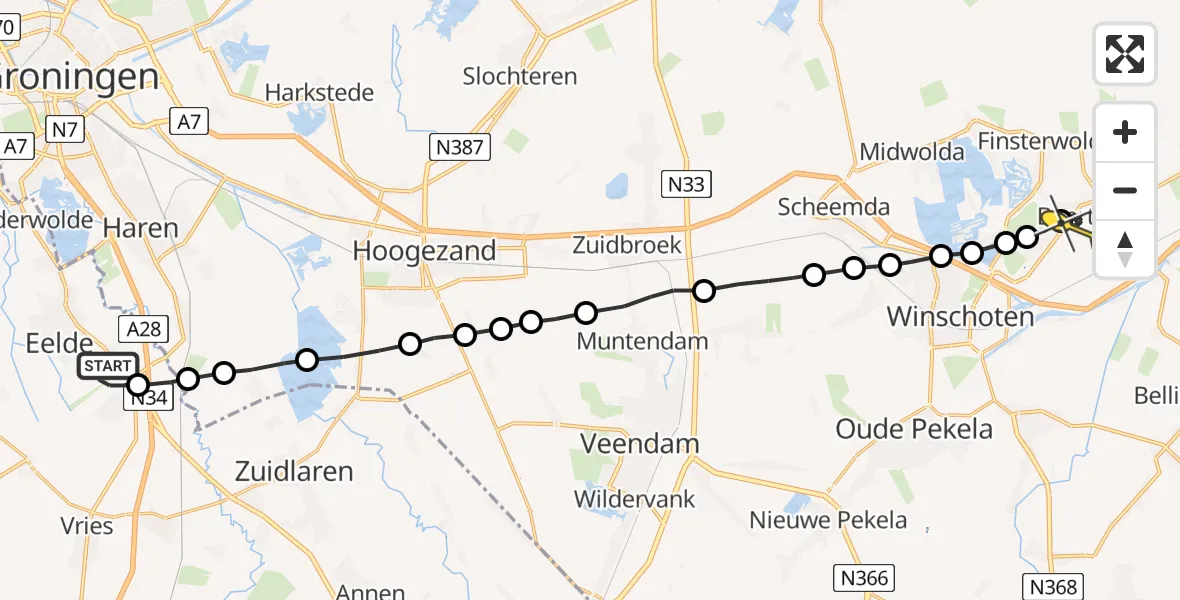 Routekaart van de vlucht: Lifeliner 4 naar Beerta