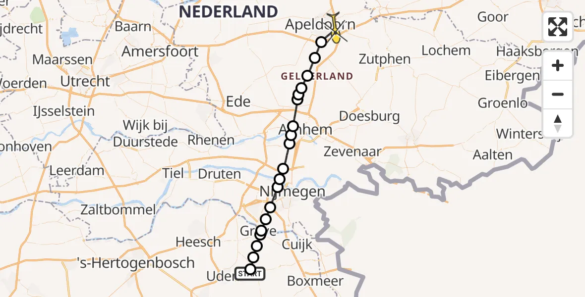 Routekaart van de vlucht: Lifeliner 3 naar Apeldoorn